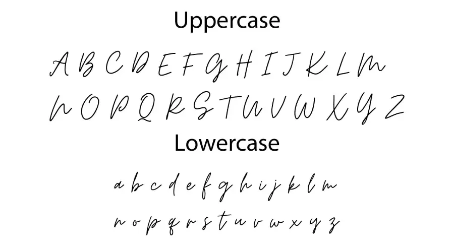 Moontime Script Font Characters View
