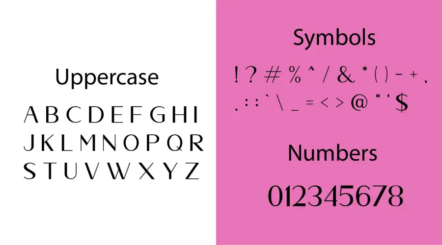 Abenda Font Characters View
