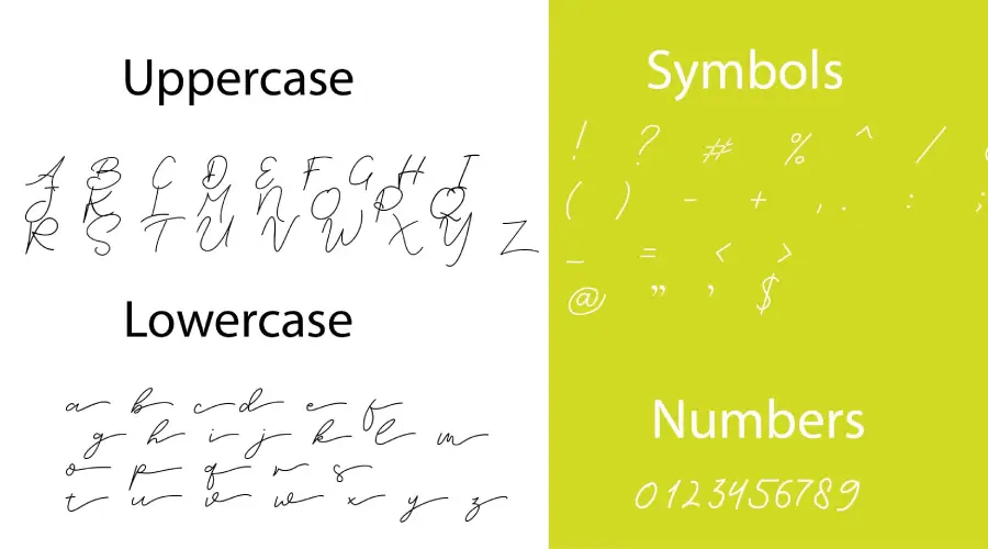 Brian Straight font Characters