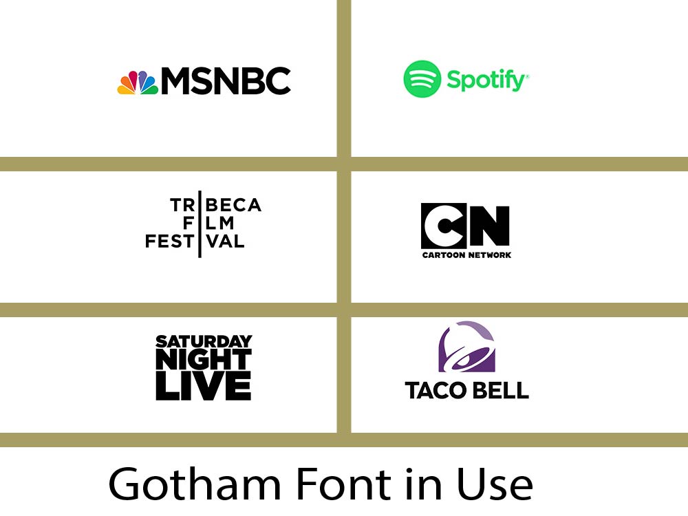 Gotham Font in several company logo use