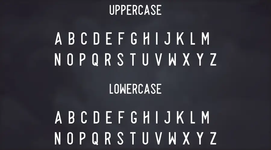Alpha Font Character map