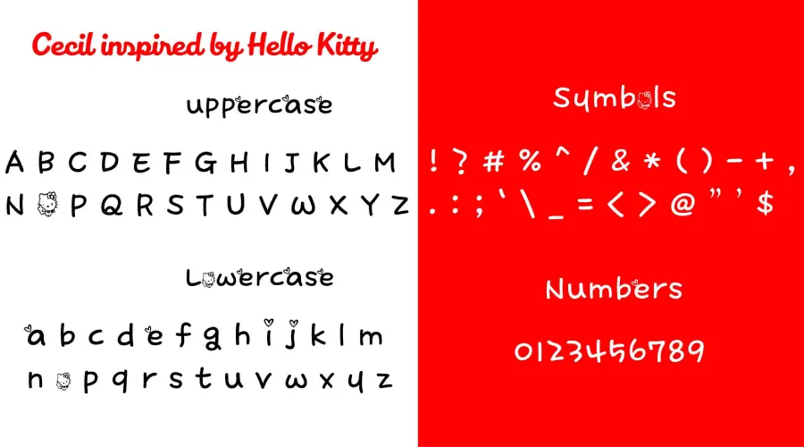 Cecil Font inspired by Hello Kitty