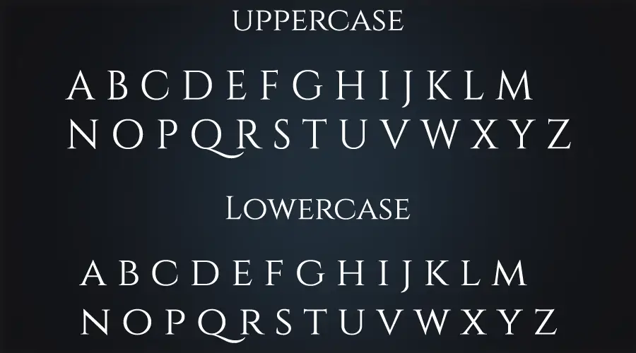 Cinzel Font Character map