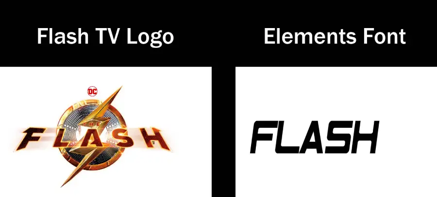 Flash TV Show logo vs Element font similarity example