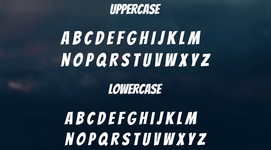 Bangers Font Character map