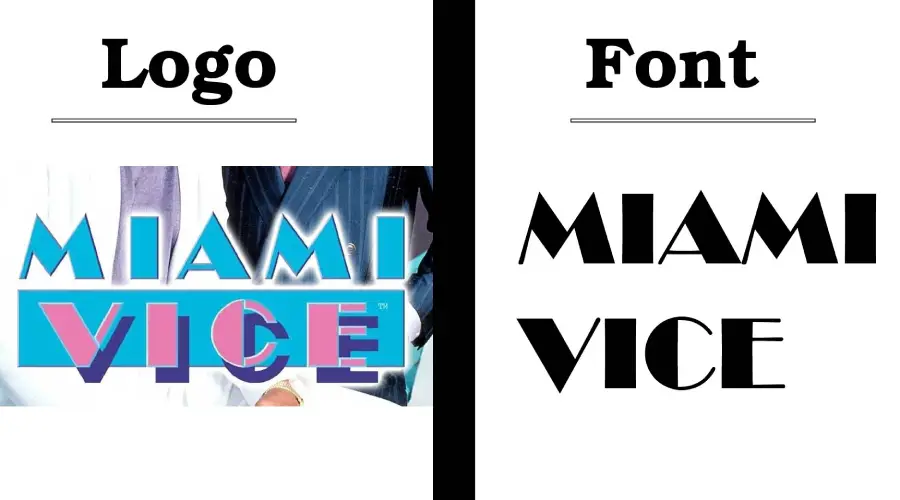 Miami Vice logo vs Miami Vice Font Similarity Comparison
