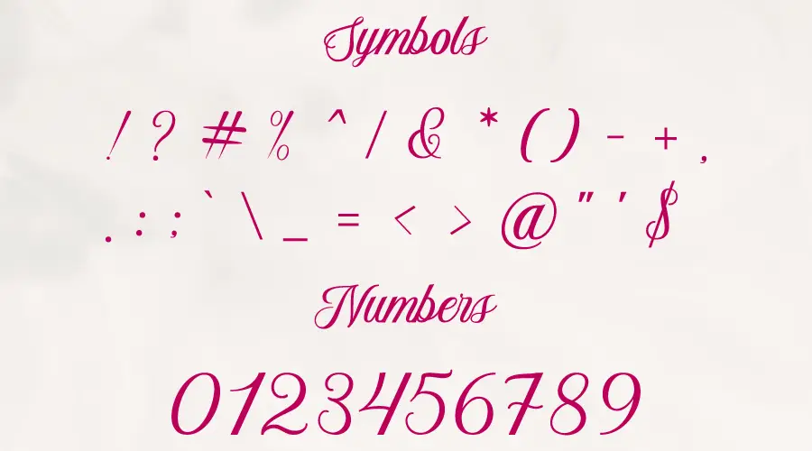Aetrina Elegant Font Symbols