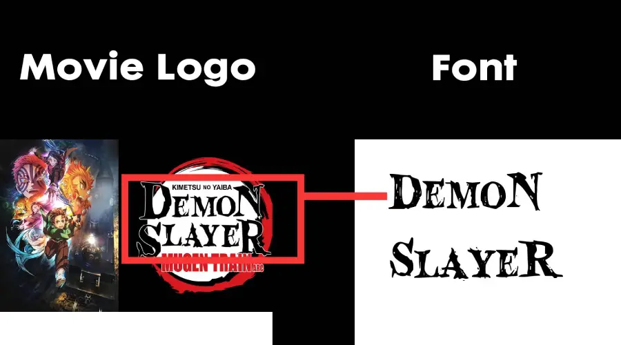 Demon Slayer movie logo vs Blood crow condensed font similarity example