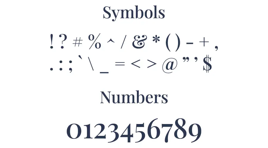 Playfair Display Font Symbols