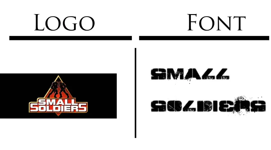 Small Soldiers logo vs Toy Soldiers Font similarity example
