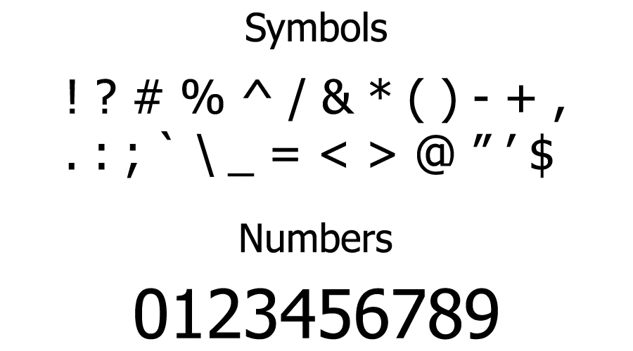 Tahoma Font Symbols