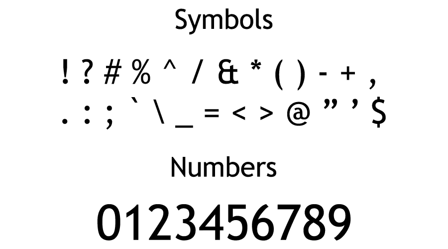 Trebuchet MS Font Symbols