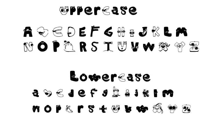 Alphabet Lore Font character Map