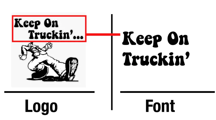Keep On truckin comic logo vs Keep on Truckin Font similarity example