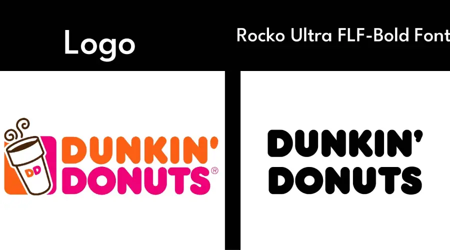 Dunkin Donuts Logo VS Rocko Ultra FLF-Bold Font Similarity Example