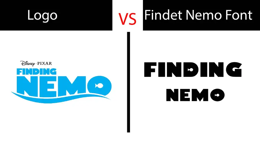 Finding Nemo logo vs Findet Nemo font similarity example
