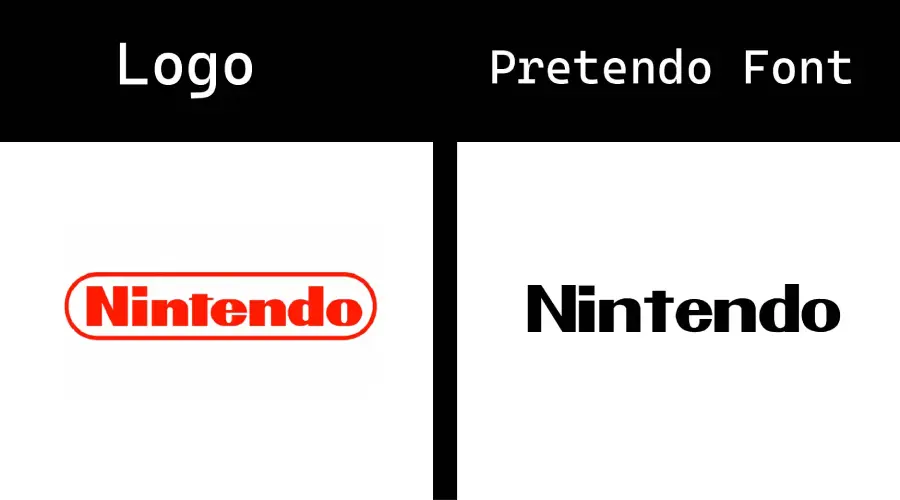 Nintendo Logo vs Pretendo Font similarity example