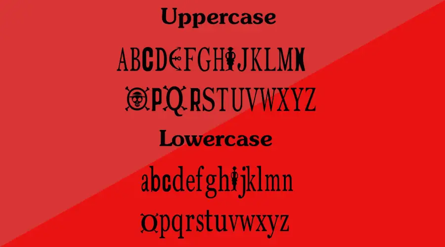 One Piece font Character Map