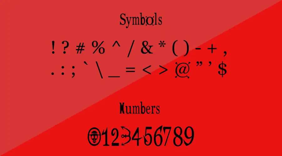 One Piece font Symbols view