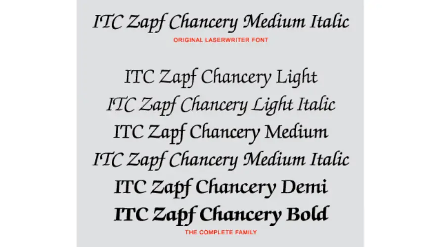 Zapf Chancrery Font used in Apple