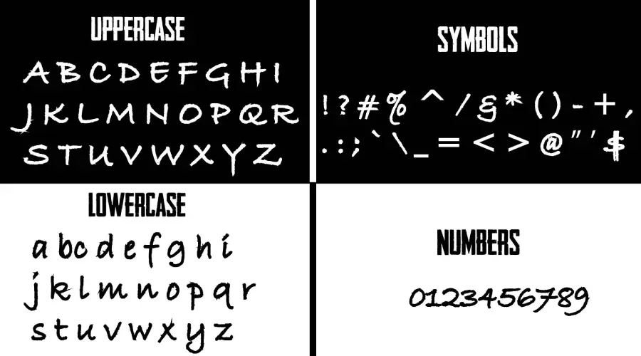 CROOK Font Characters and Symbols View