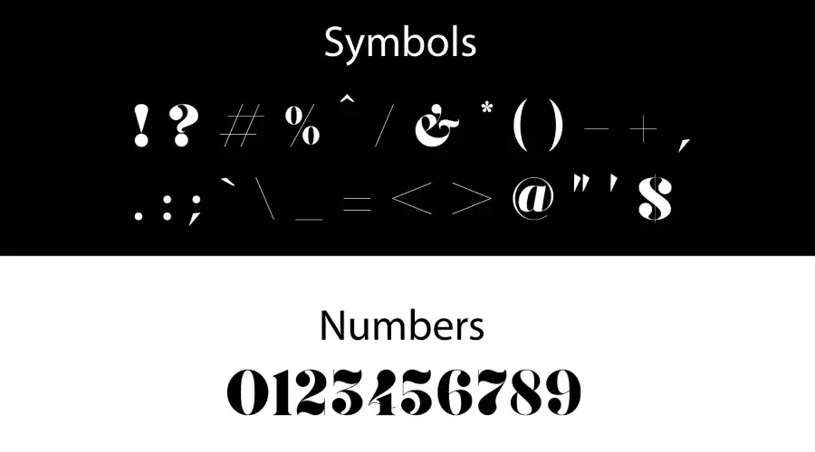 Giaza Font Symbols View