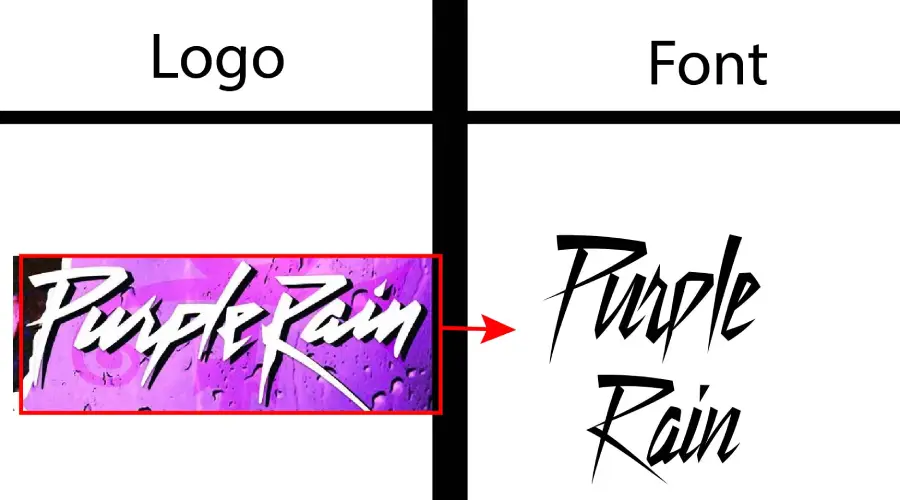 Purple Rain Logo vs Still Time Font Comparison Similarity