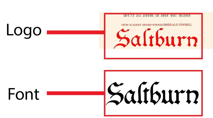 Saltburn logo vs Salium Font similarity example